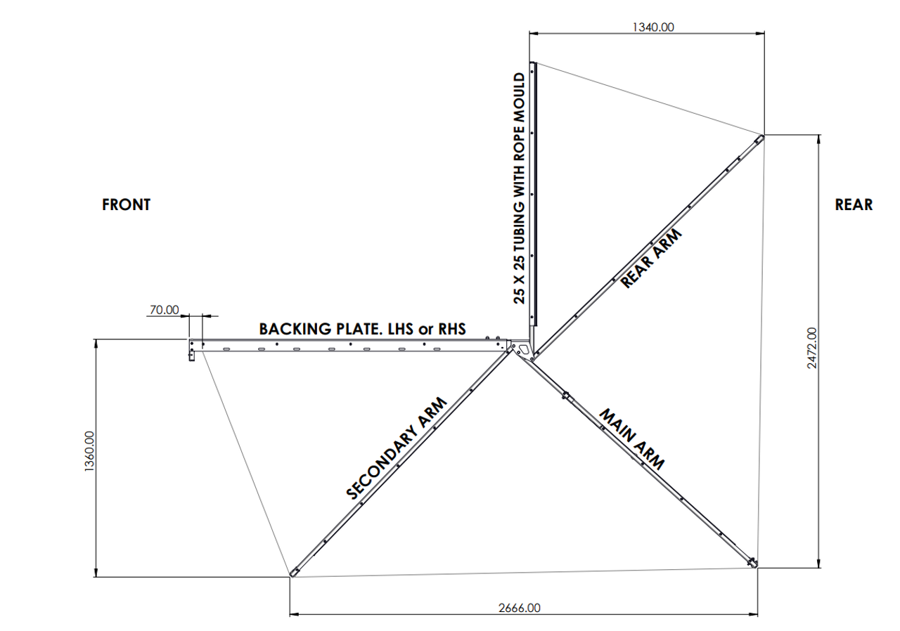 Alu-Cab 2M 270° Shadow Awning LHS (Left-Side)